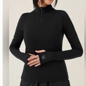 NWT Allbirds Women's Black Long Sleeve Natural Run Mid Layer Quarter Zip